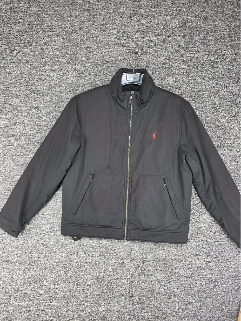 Polo by Ralph Lauren Men's Black Full Zip Lined Jacket Pockets Stand-Up M